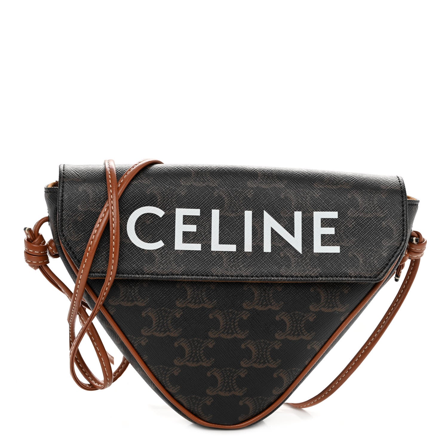Celine Triomphe Canvas Triangle Crossbody Bag Tan 1 of 10