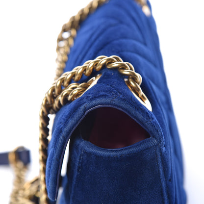 Gucci Velvet Matelasse Small GG Marmont Shoulder Bag Cobalt Blue 17 of 20