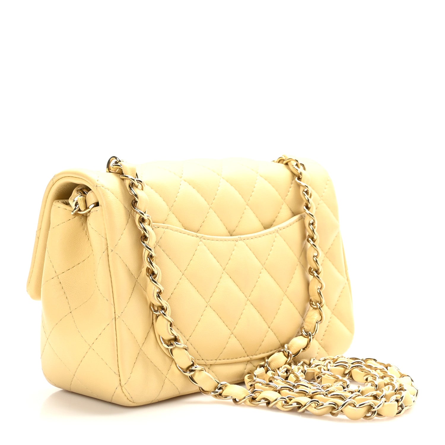 Chanel Lambskin Quilted Mini Rectangular Flap Light Yellow 3 of 9