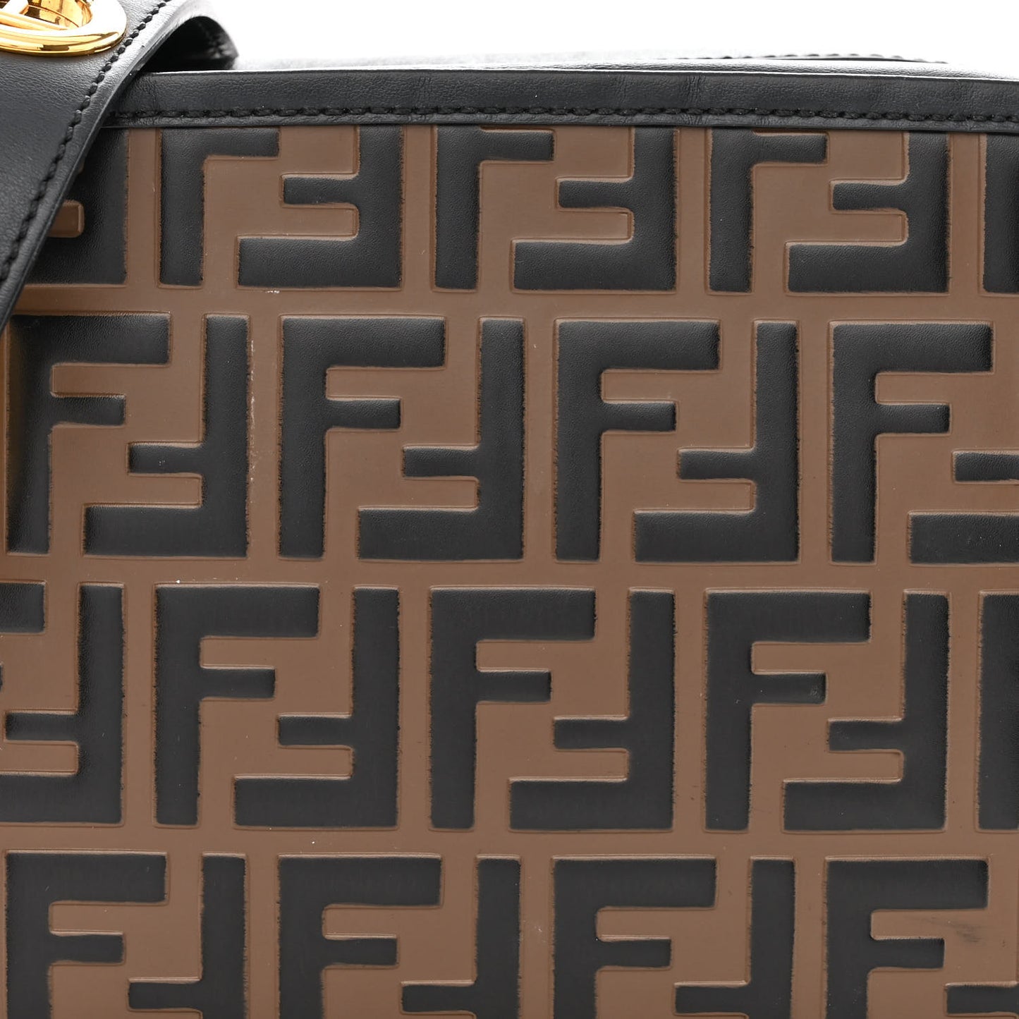 Vitello Century F is Fendi Bi-Color FF 1974 Embossed Camera Case Maya Black