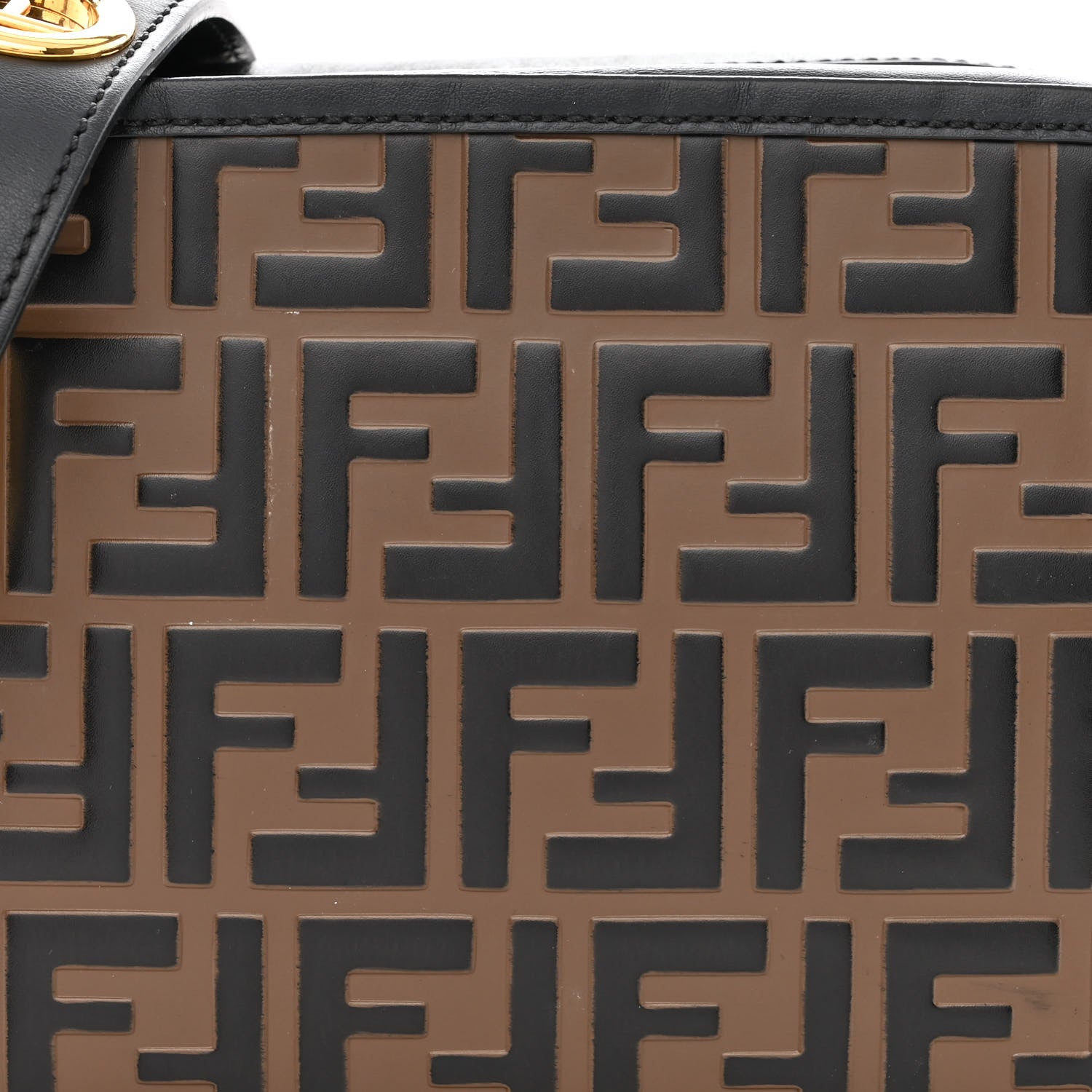 Fendi Vitello Century F is Fendi Bi-Color FF 1974 Embossed Camera Case Maya Black 9 of 17