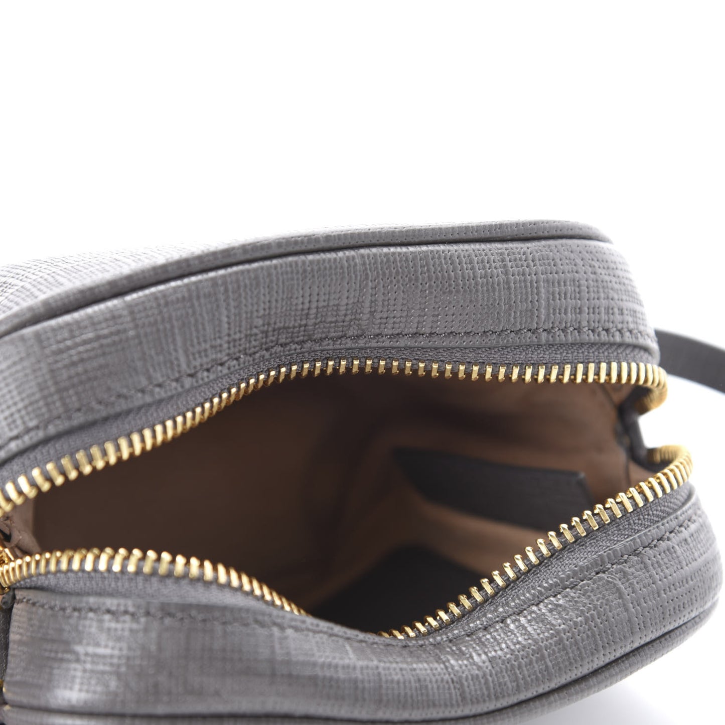 Textured Calfskin Mini Camera Bag Gray