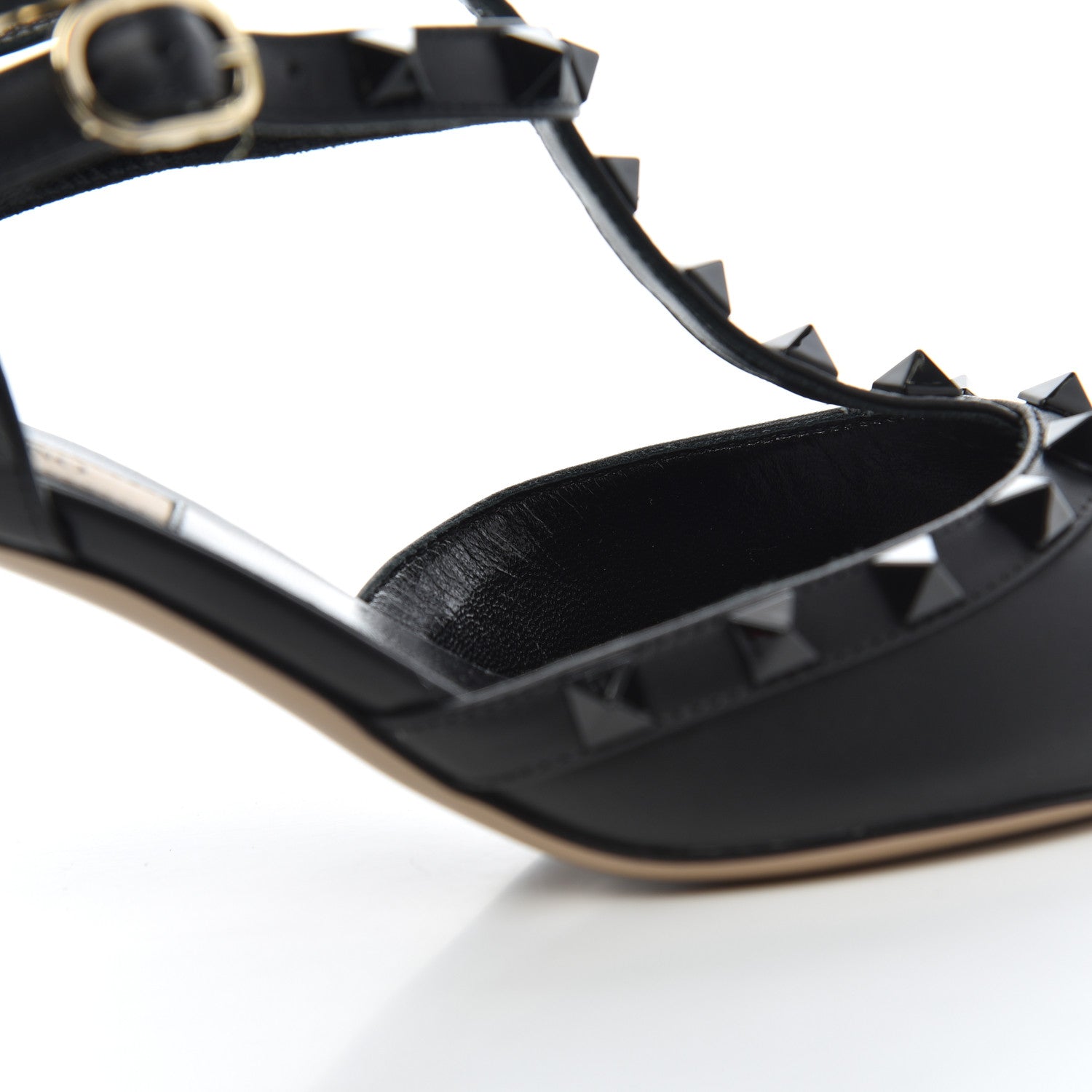 Valentino Garavani Calfskin Lacquered Monochrome Rockstud Ankle Strap 65mm Pumps 36 Black 11 of 13