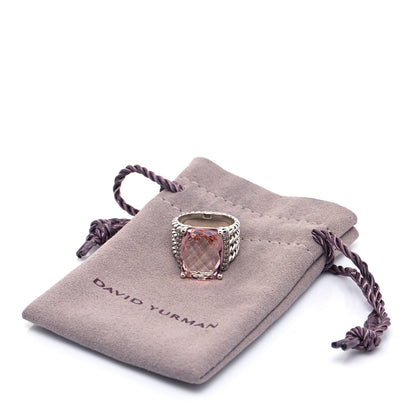 David Yurman Sterling Silver Diamond Morganite 16mm Wheaton Ring 52 6 5 of 5