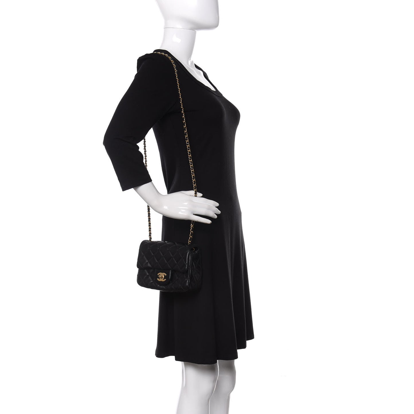 Lambskin Quilted Mini Pearl Crush Flap Black