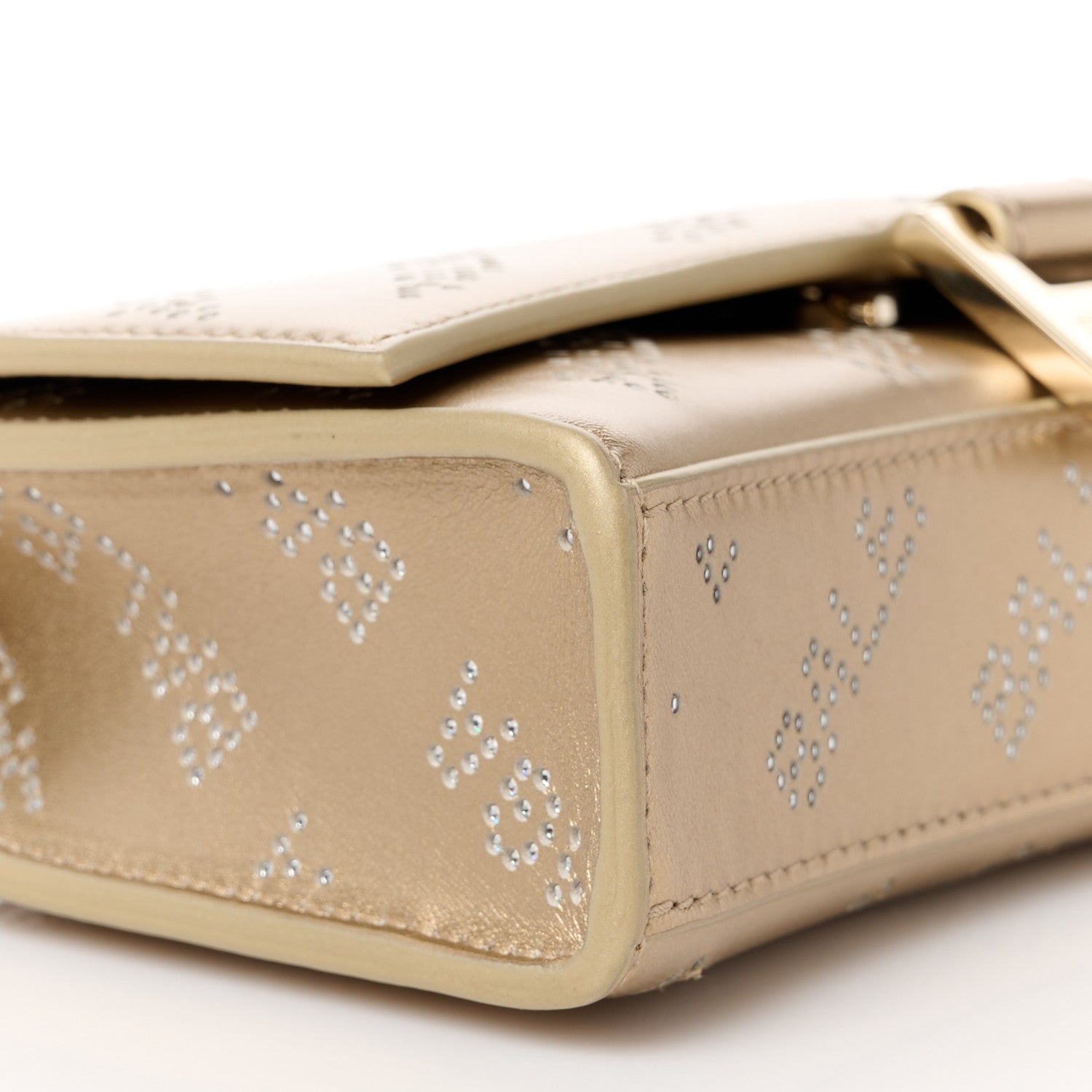 Balenciaga Metallic Smooth Calfskin Crystal Diagonal Allover Logo Hourglass Wallet Light Gold Crystal 10 of 11