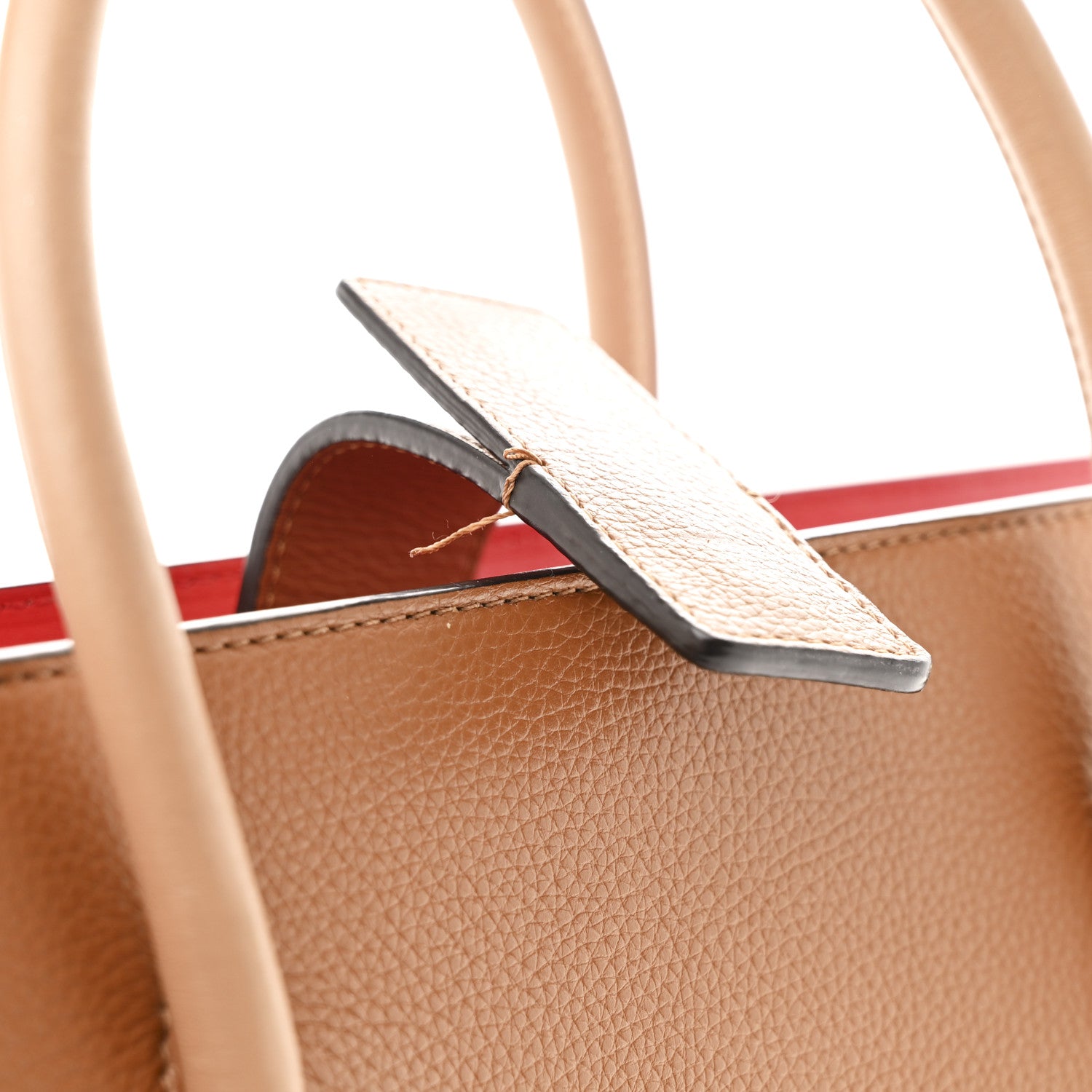 Christian Louboutin Calfskin Patent Studded Large Paloma Cognac