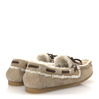 Miu Miu Shearling Moccasin Loafers 35 Beige 5 of 12