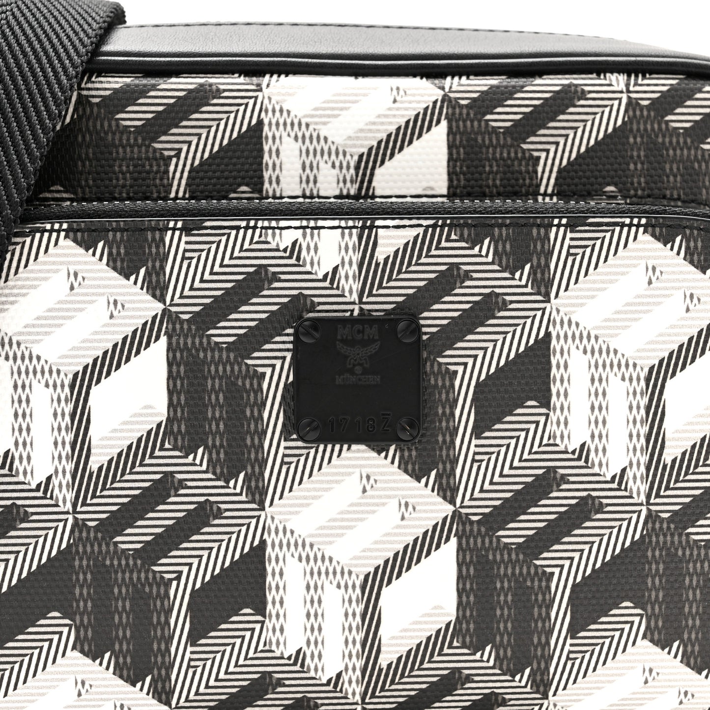 Jacquard Cubic Monogram Klassic Crossbody Bag Black White