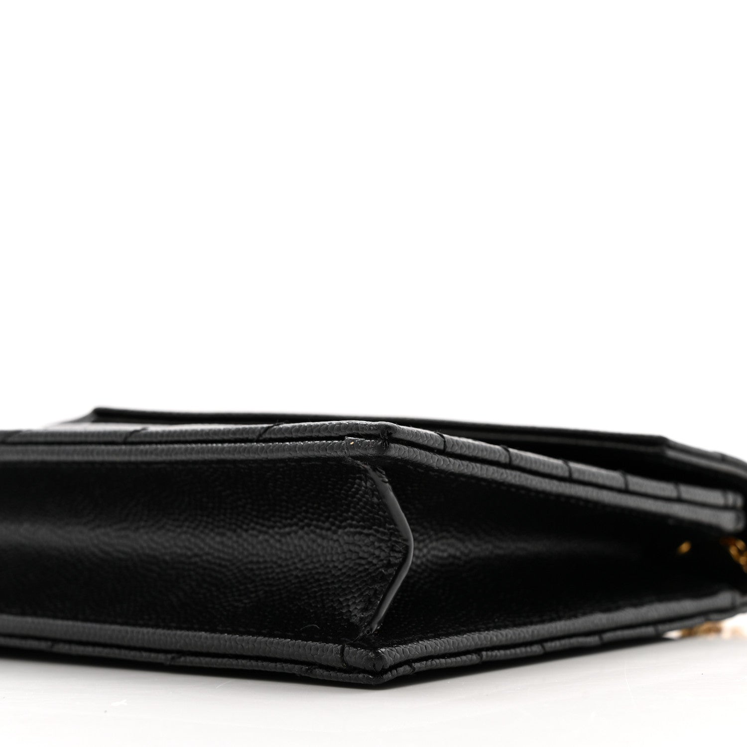 Saint Laurent Grain De Poudre Matelasse Chevron Monogram Envelope Chain Wallet Black 10 of 11