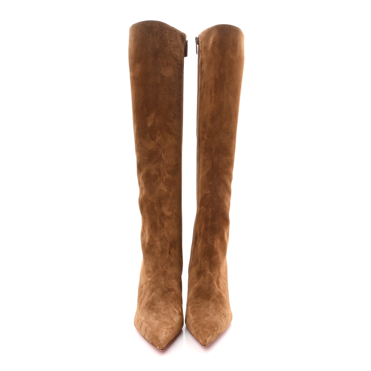 Christian Louboutin Suede Calfskin Condora Botta 85 Knee Boots 37.5 Brown 3 of 8