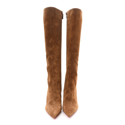 Christian Louboutin Suede Calfskin Condora Botta 85 Knee Boots 37.5 Brown 3 of 8