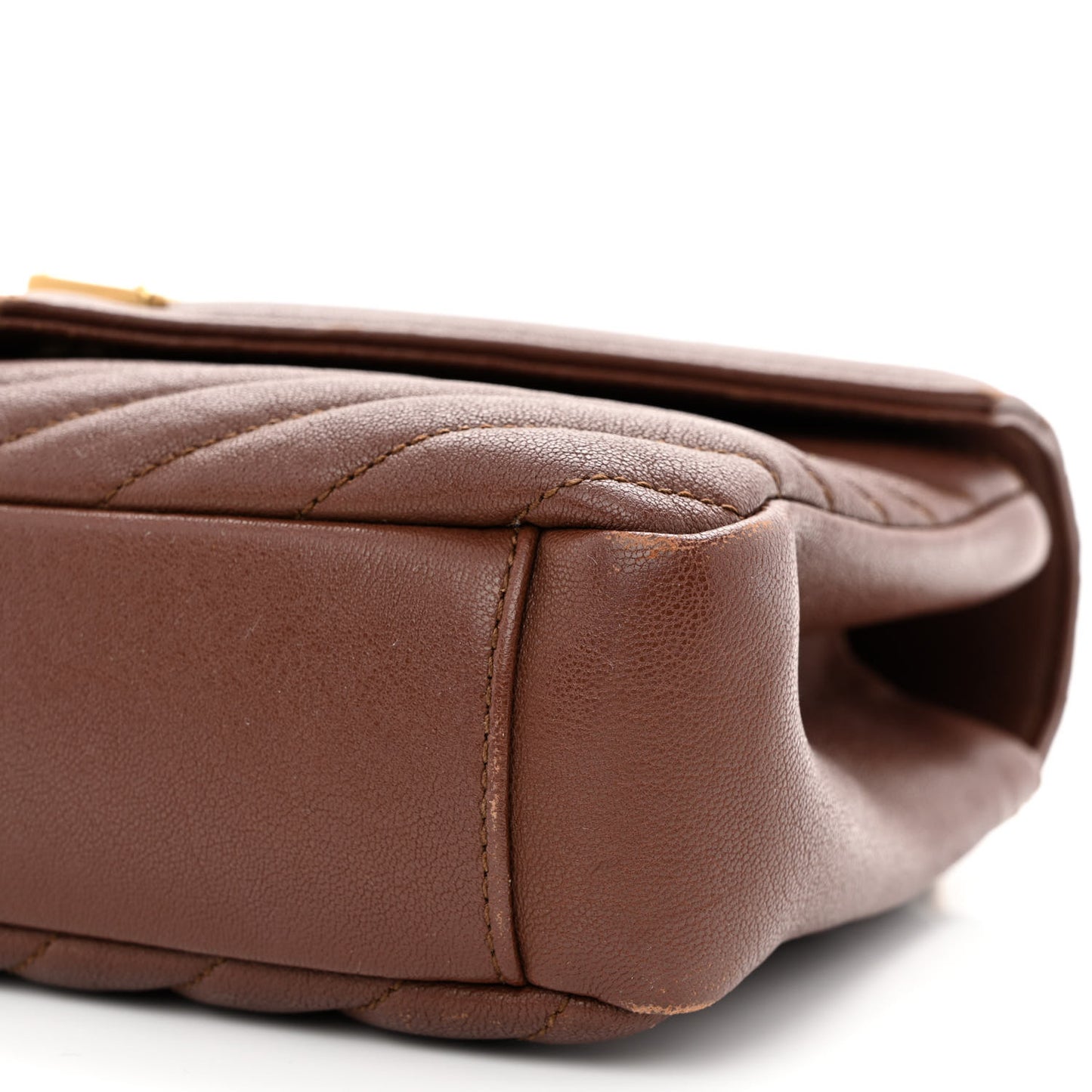 Sheepskin Matelasse Chevron Monogram Medium College Bag Brick