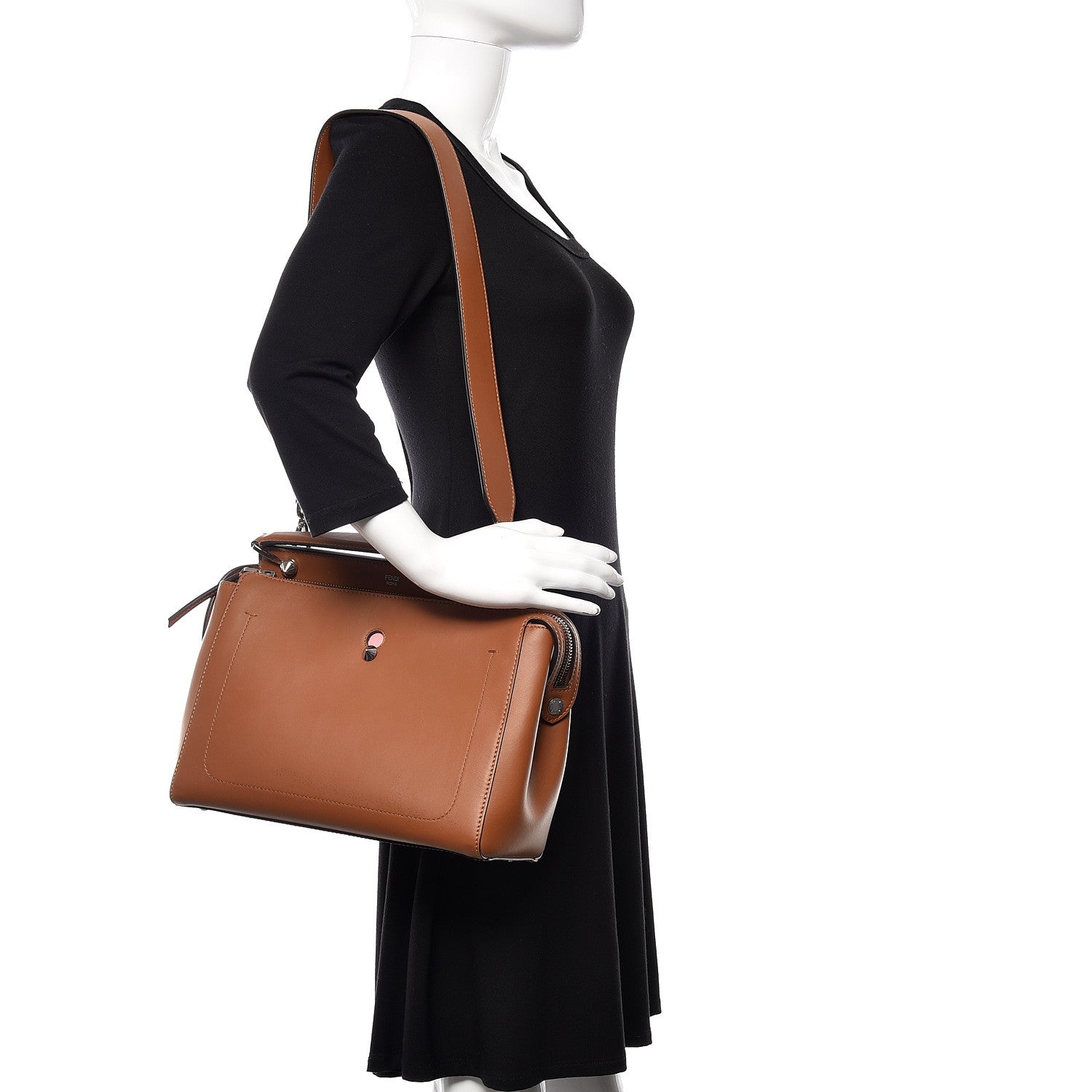 Fendi Vitello Baltico Dolce DotCom Satchel Corteccia Bubblegum 2 of 16