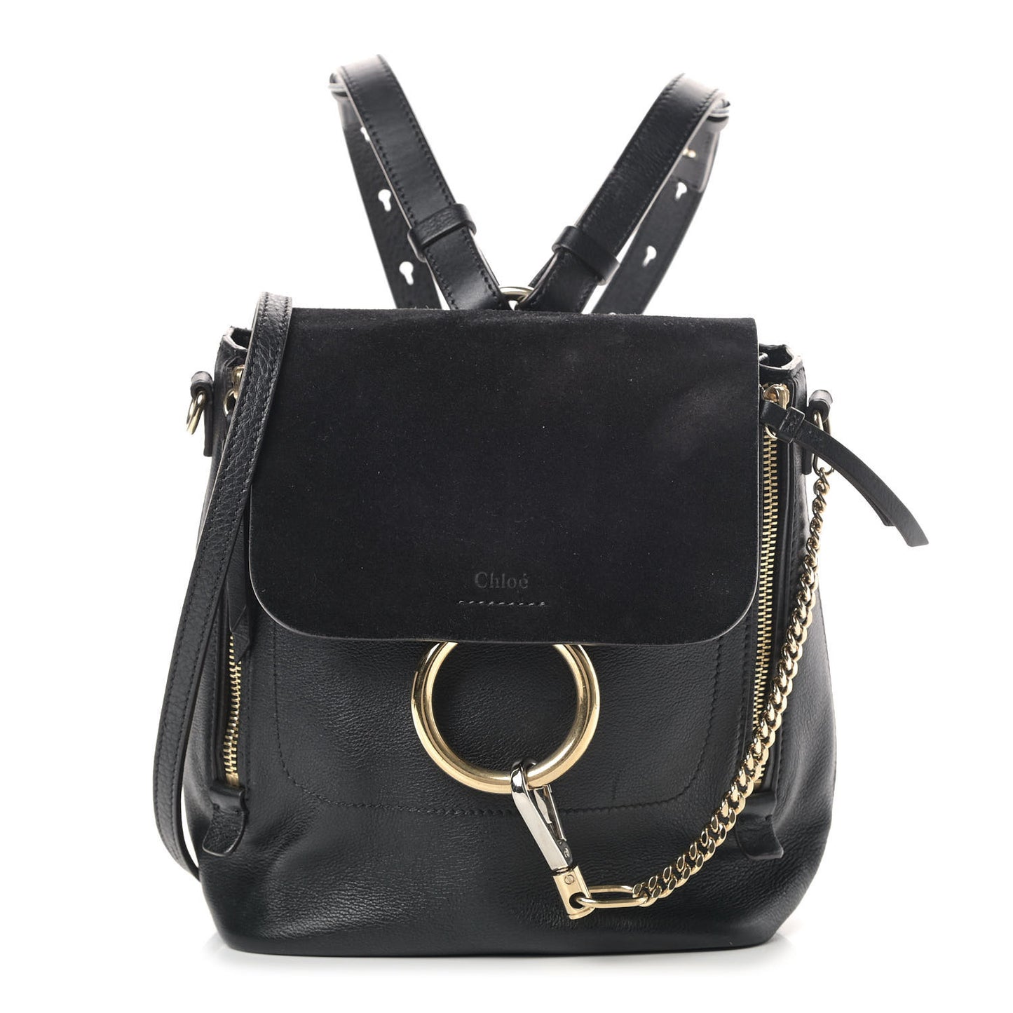 Suede Calfskin Faye Backpack Black