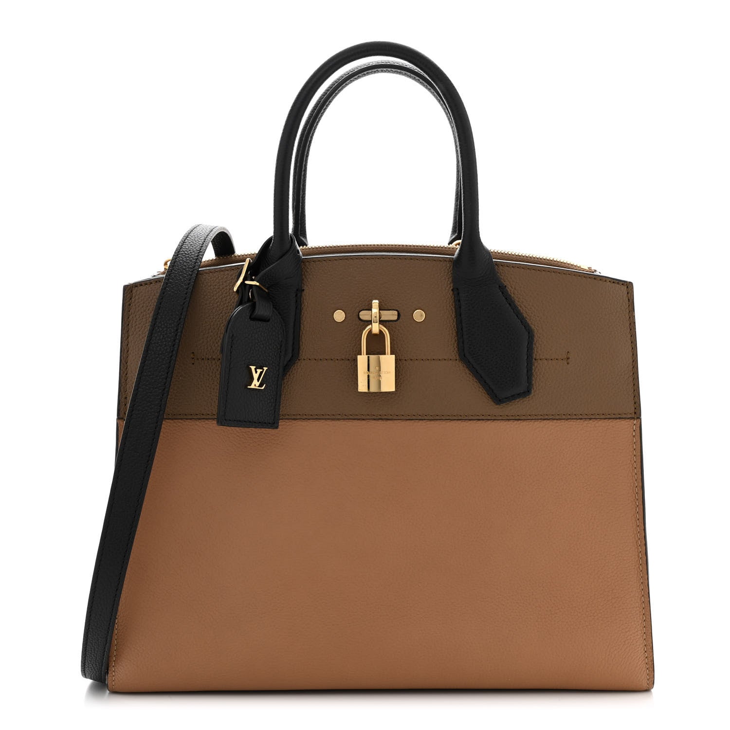 Louis Vuitton Taurillon City Steamer MM Sesame Kombu Black 1 of 10