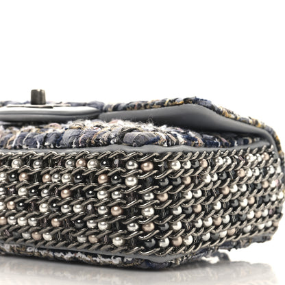Chanel Tweed Quilted Mini Side Pearl Flap Bag Grey 10 of 10