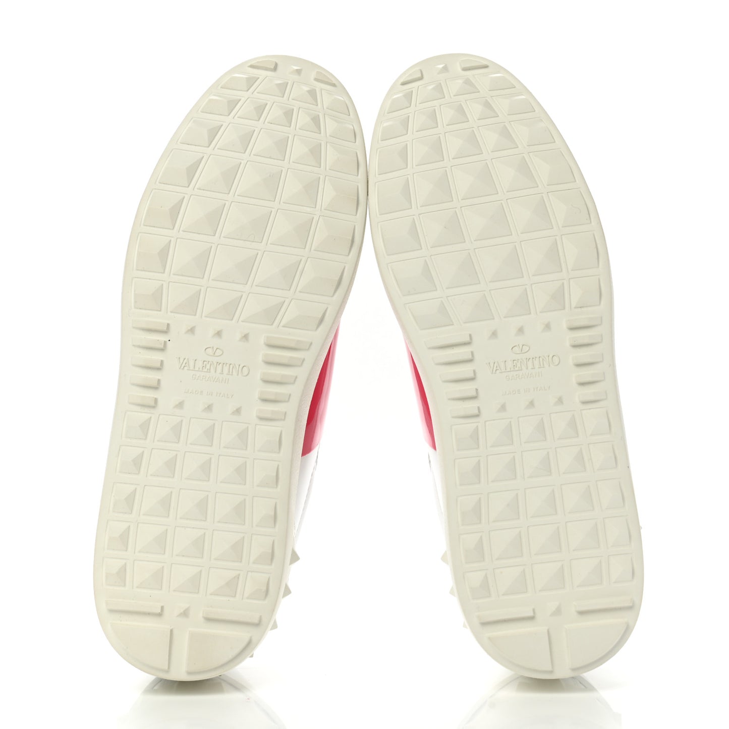 Calfskin Patent Womens Rockstud Open Sneakers 36.5 White Fuchsia