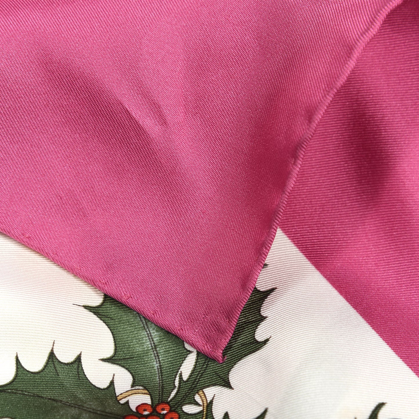 Silk Twill Flora Fluo Square Scarf Ivory Pink