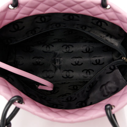 Chanel Calfskin Quilted Large Cambon Tote Pink Black 5 of 10