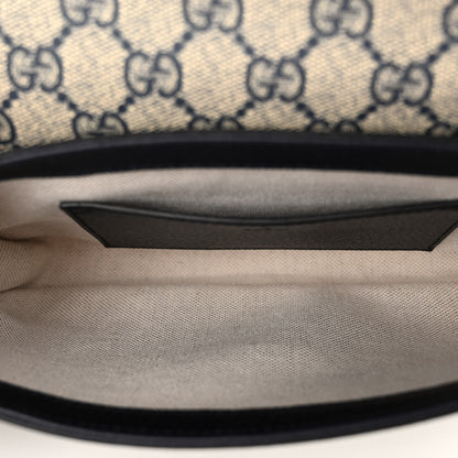 Gucci GG Supreme Monogram Textured Dollar Calfskin Web Mini Ophidia Envelope Shoulder Bag Beige Blue 5 of 10