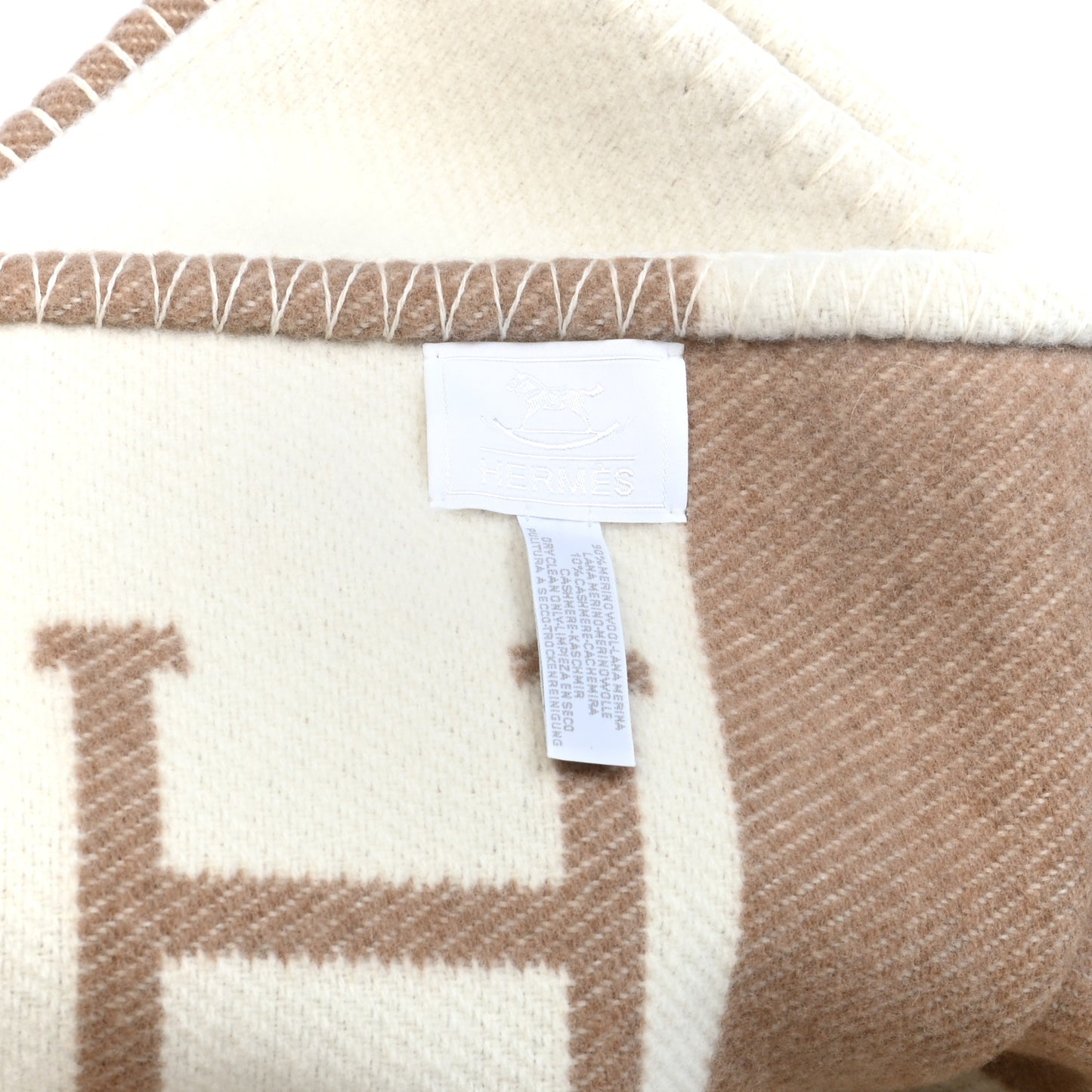 Wool Cashmere Avalon Baby Blanket Noisette Moyen White