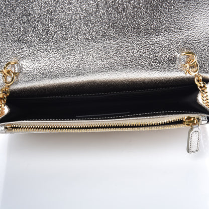Saint Laurent Metallic Crackled Calfskin Matelasse Chevron Monogram Envelope Chain Wallet Gold 5 of 6