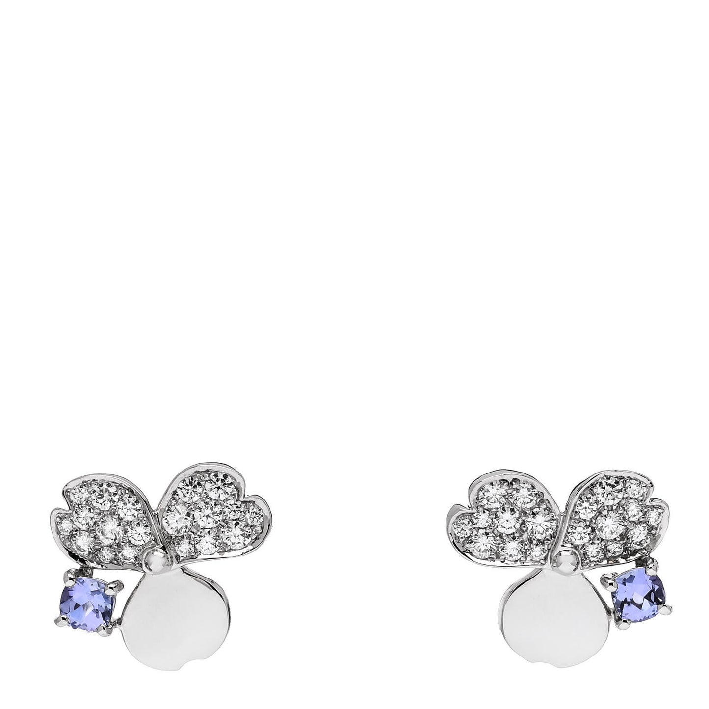 Platinum Diamond Tanzanite Paper Flowers Earrings