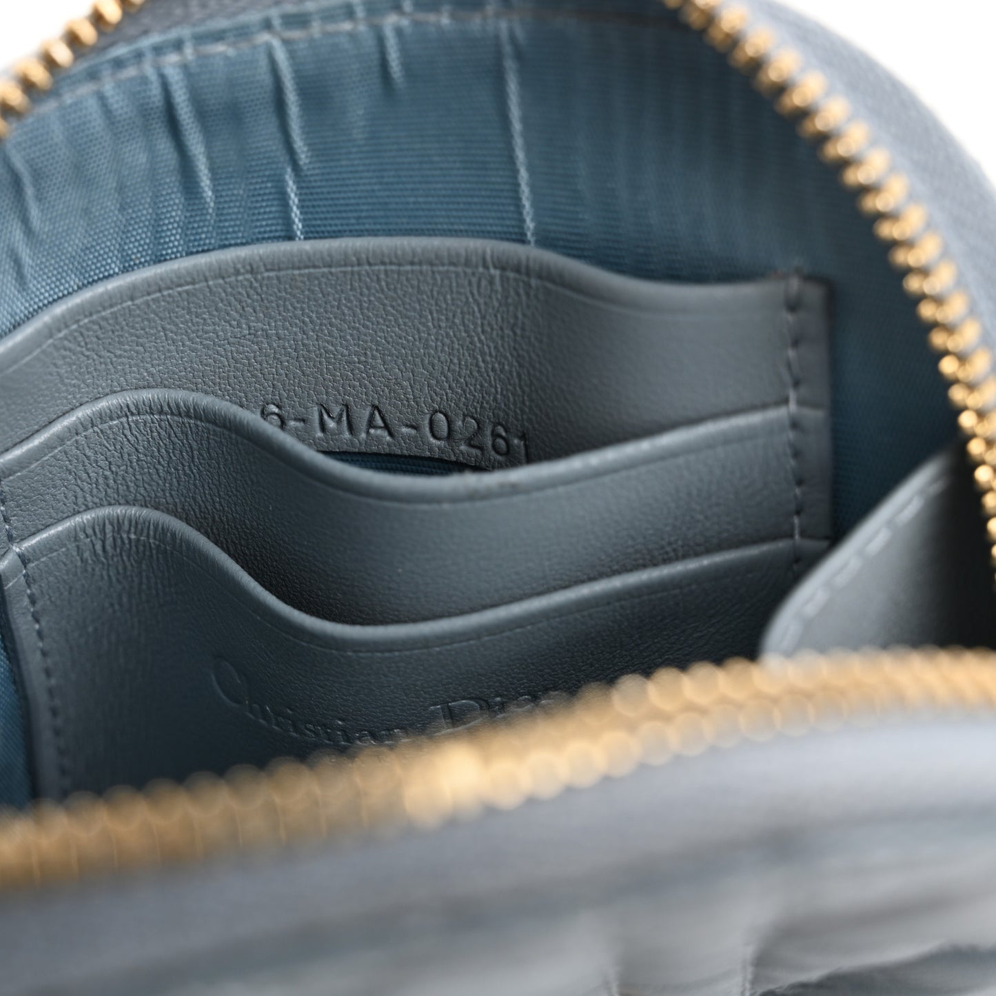 Lambskin Cannage Lady Dior Phone Holder Cloud Blue