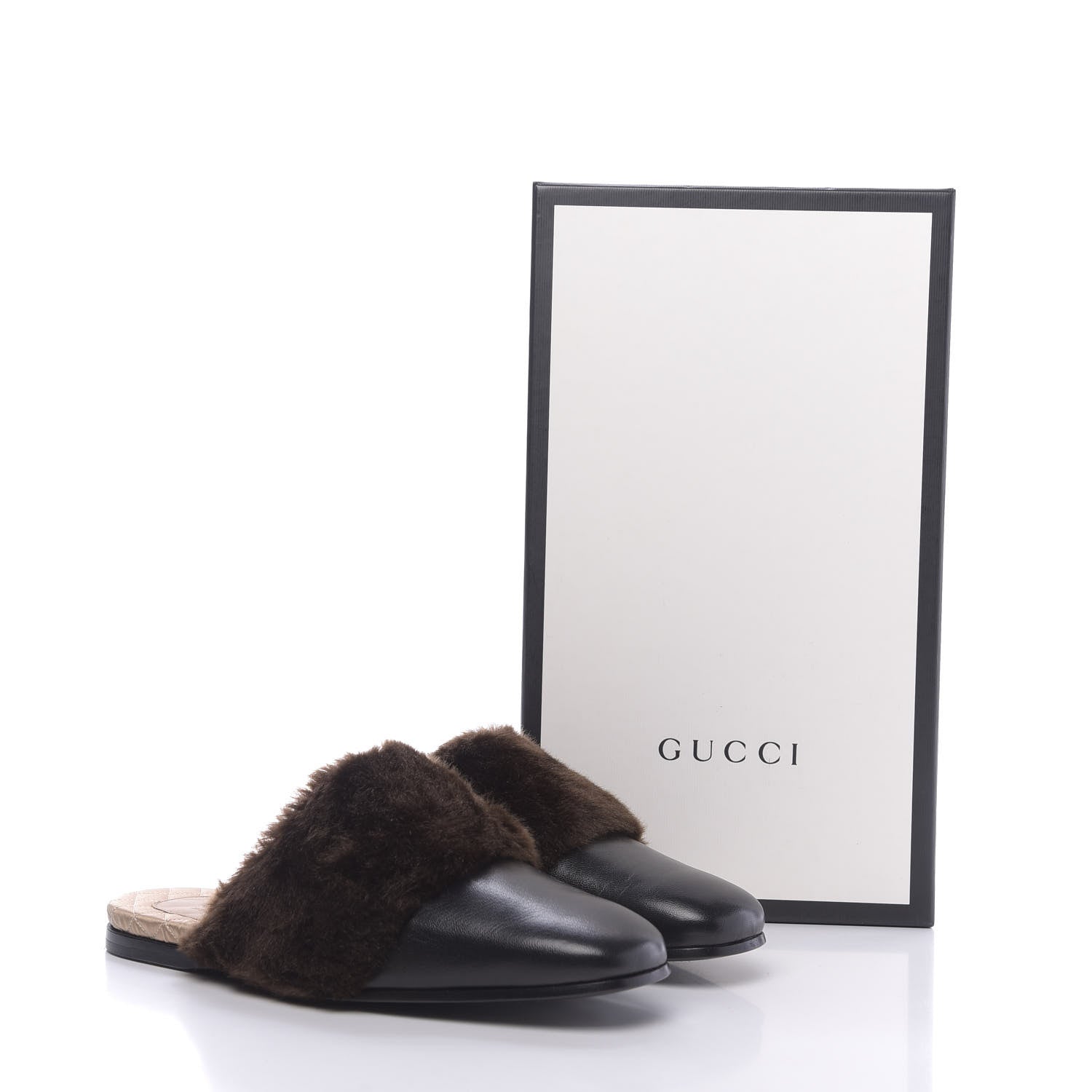 Gucci Malaga Kid Faux Fur Mens Lawrence Slippers 8 Black 10 of 10