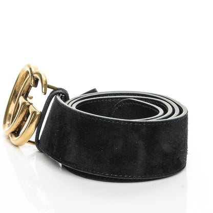 Gucci Suede Calfskin Marmont Clover Belt 90 36 Black 3 of 8