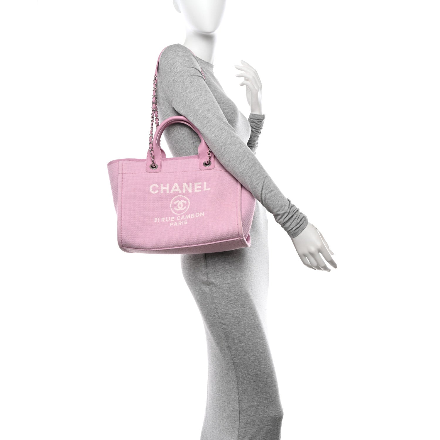 Chanel Mixed Fibers Small Deauville Tote Dark Pink 2 of 11