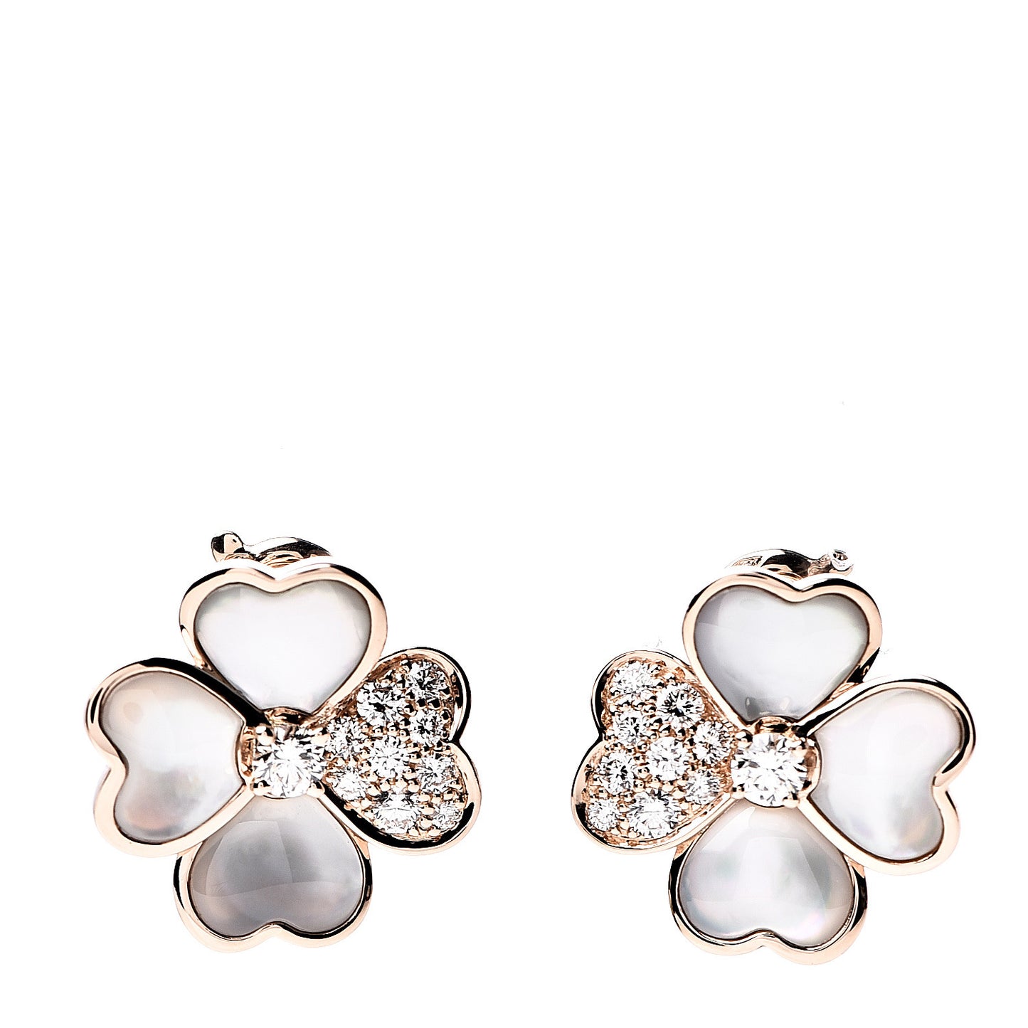 18K Rose Gold Diamond Mother of Pearl Small Cosmos Earrings