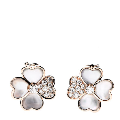 Van Cleef & Arpels 18K Rose Gold Diamond Mother of Pearl Small Cosmos Earrings 1 of 5