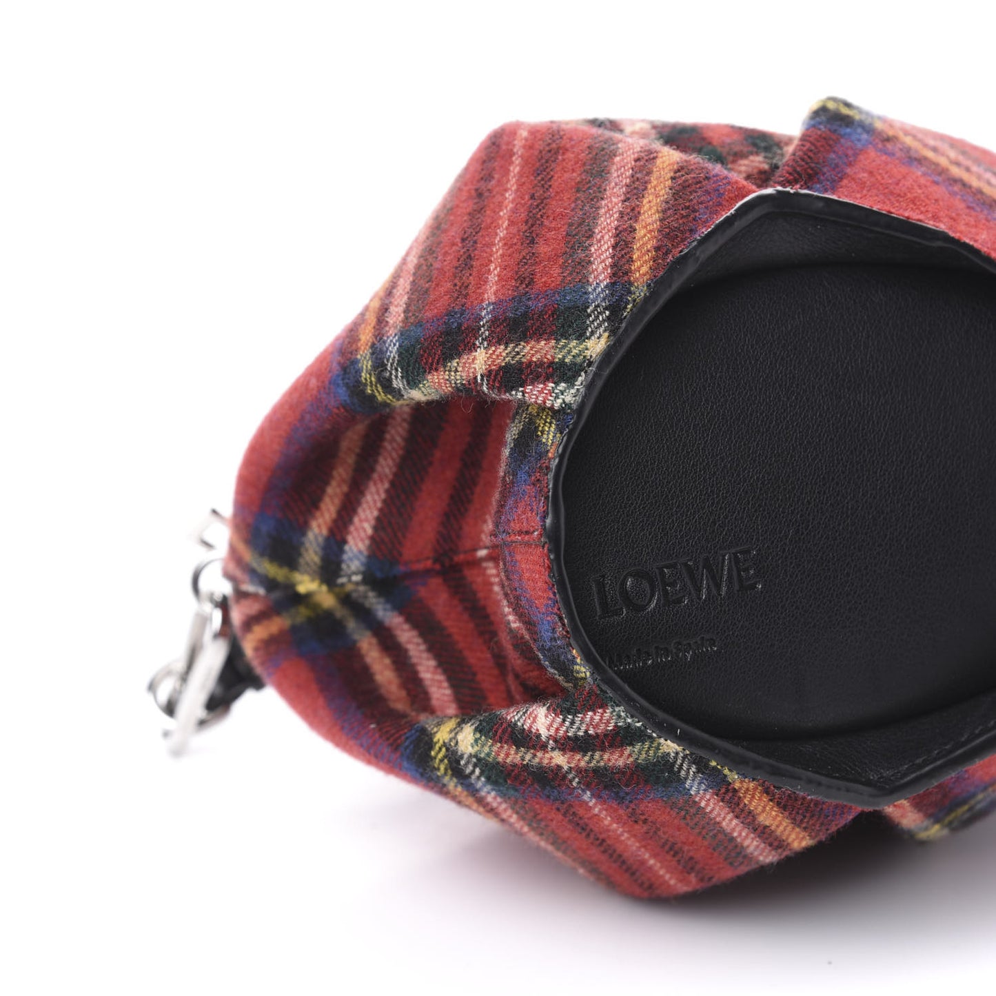 Wool Calfskin Mini Elephant Crossbody Bag Red Tartan