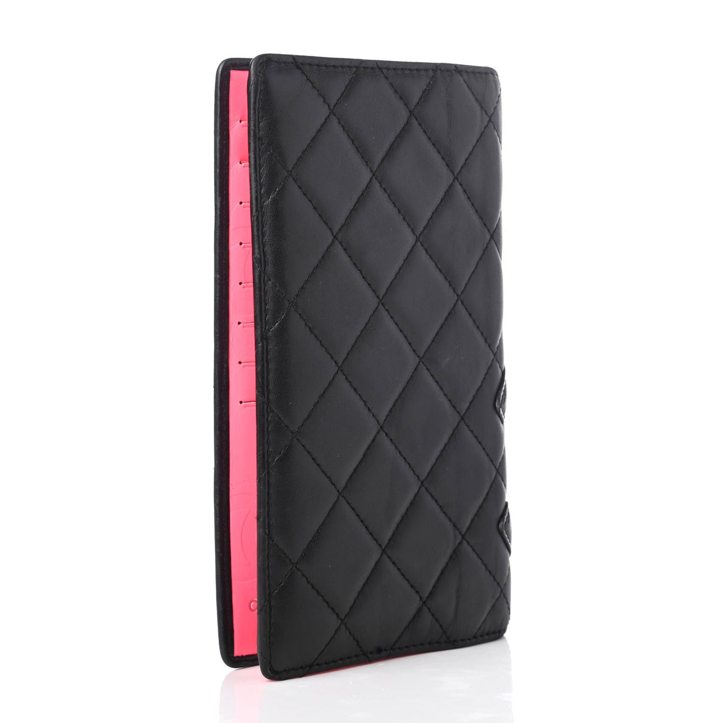 Calfskin Quilted Cambon Yen Wallet Black