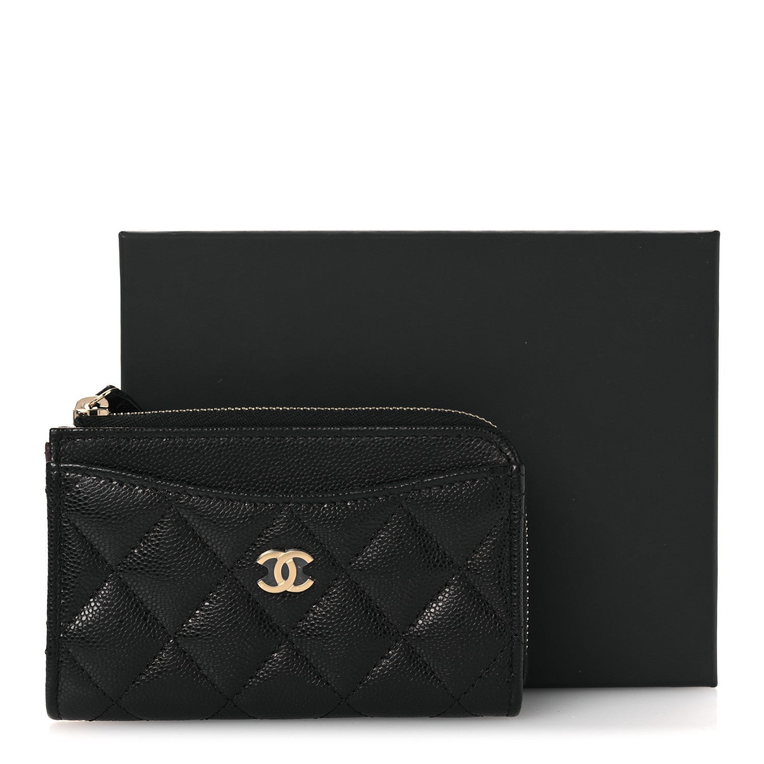 Chanel Caviar Quilted CC Zip Around Card Holder Black 9 of 9