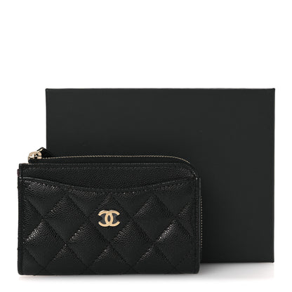 Chanel Caviar Quilted CC Zip Around Card Holder Black 9 of 9