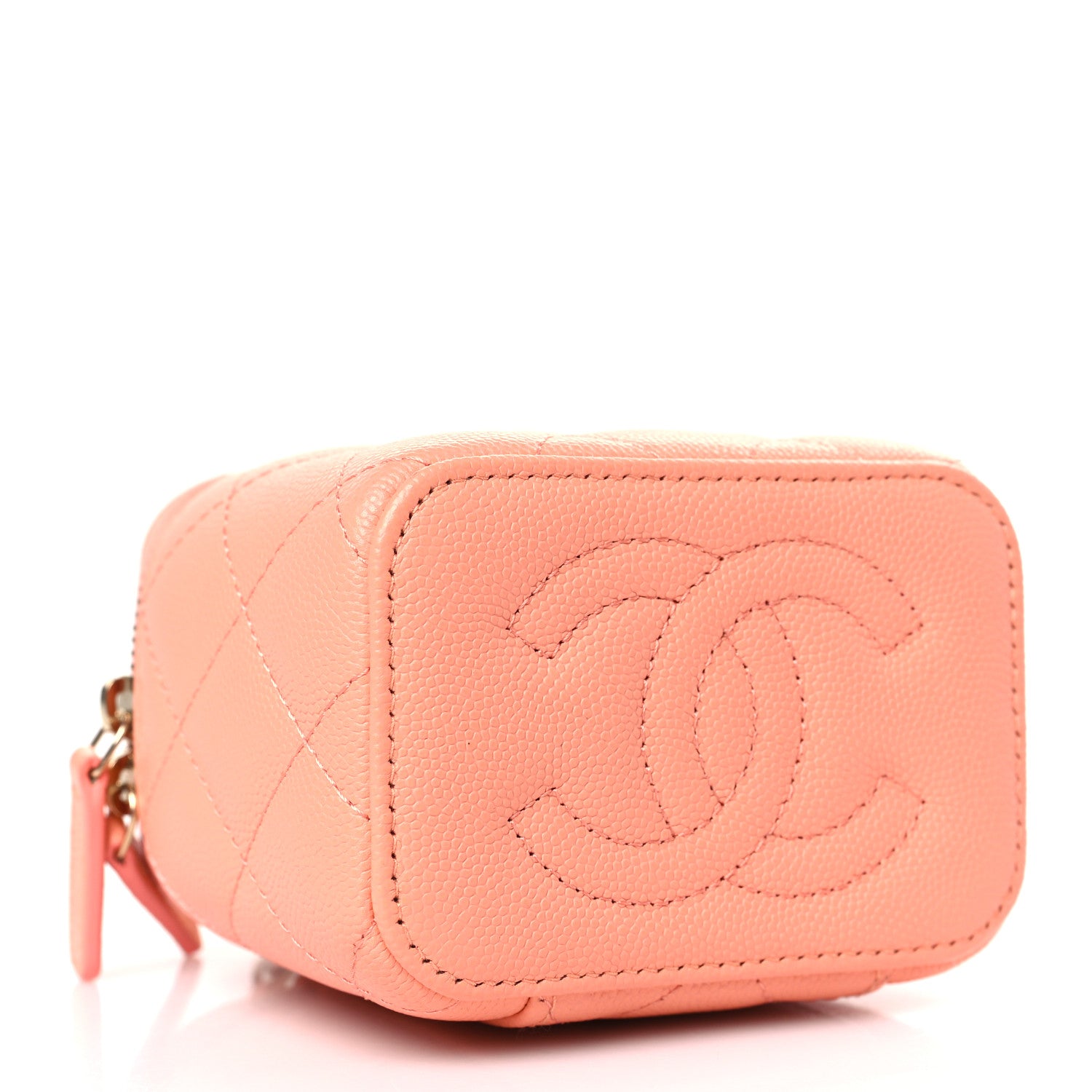 Chanel Caviar Quilted Mini Vanity Case With Chain Light Orange 4 of 9