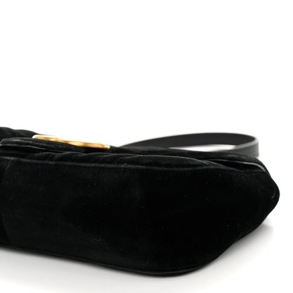 Gucci Velvet Matelasse Small GG Marmont Shoulder Bag Black 9 of 10