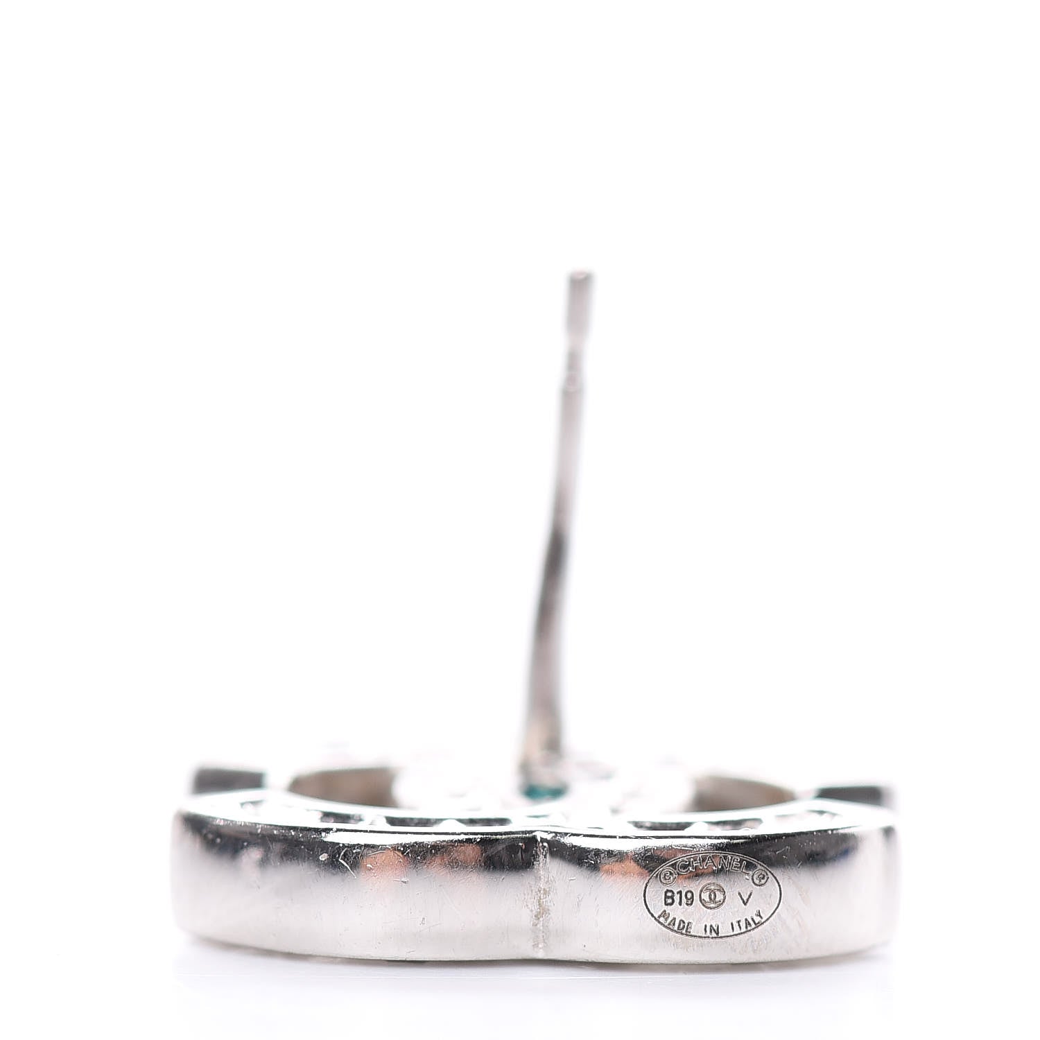 Chanel Baguette Crystal CC Earrings Silver 4 of 5