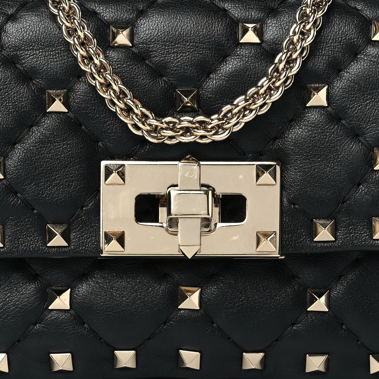 Nappa Micro Rockstud Spike Shoulder Bag Black