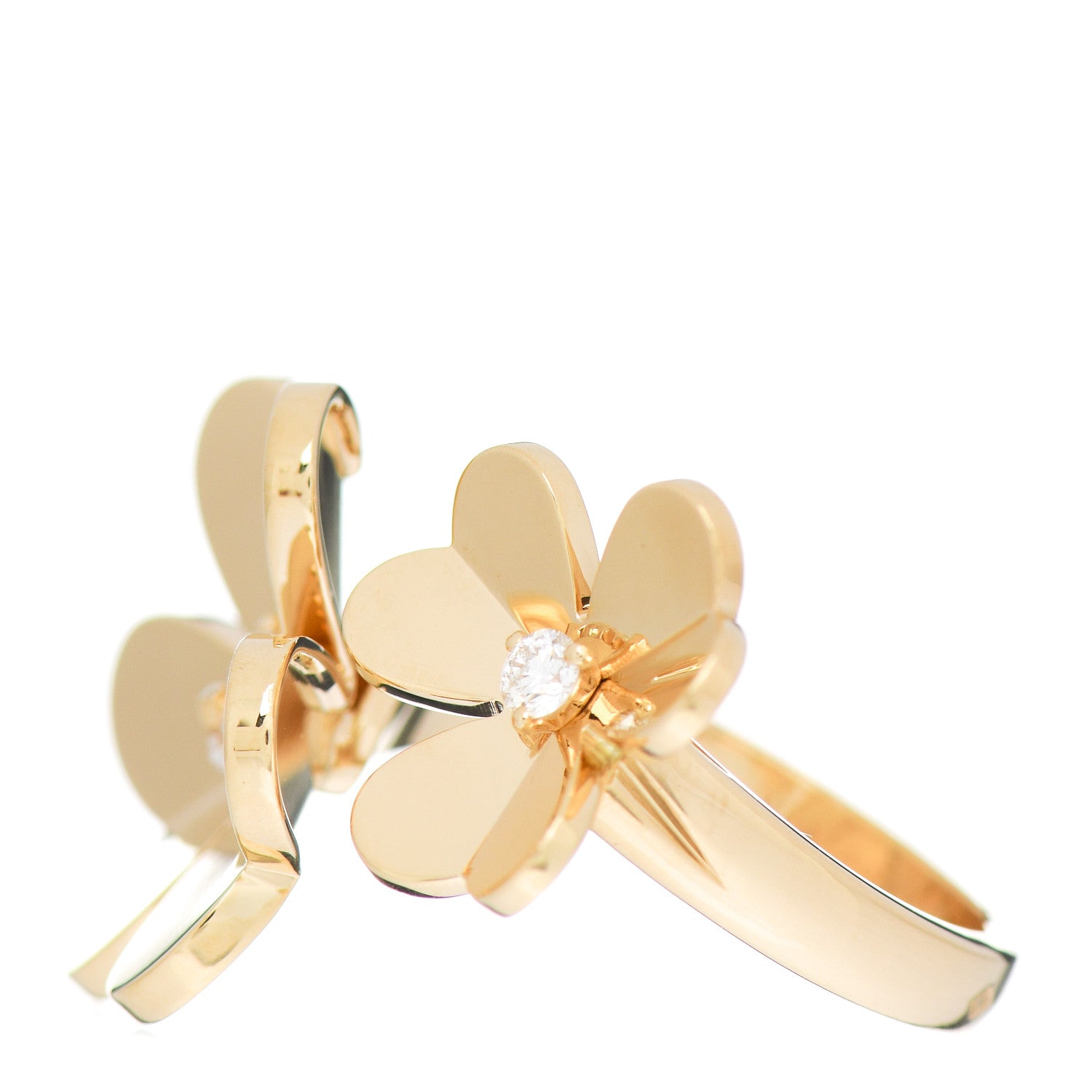 Van Cleef & Arpels 18K Yellow Gold Diamond Frivole Between The Finger Ring 60 9 3 of 6