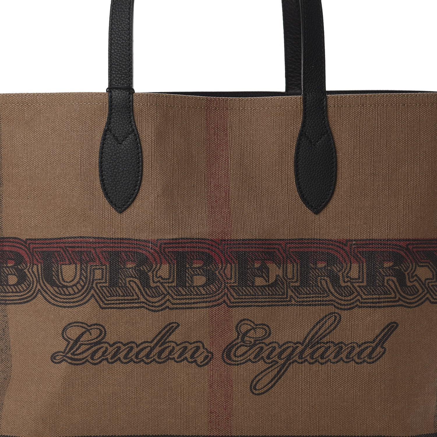 Burberry Coated Canvas Mega Check Medium Doodle Tote Black 9 of 9