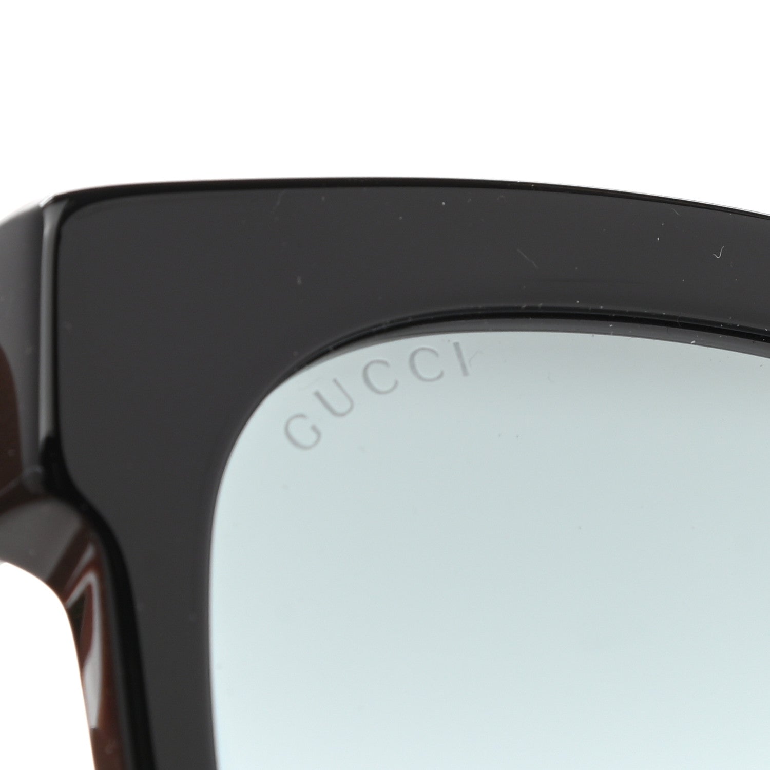 Gucci Acetate Square Frame Web Glitter Sunglasses GG0034S Black Green 7 of 8