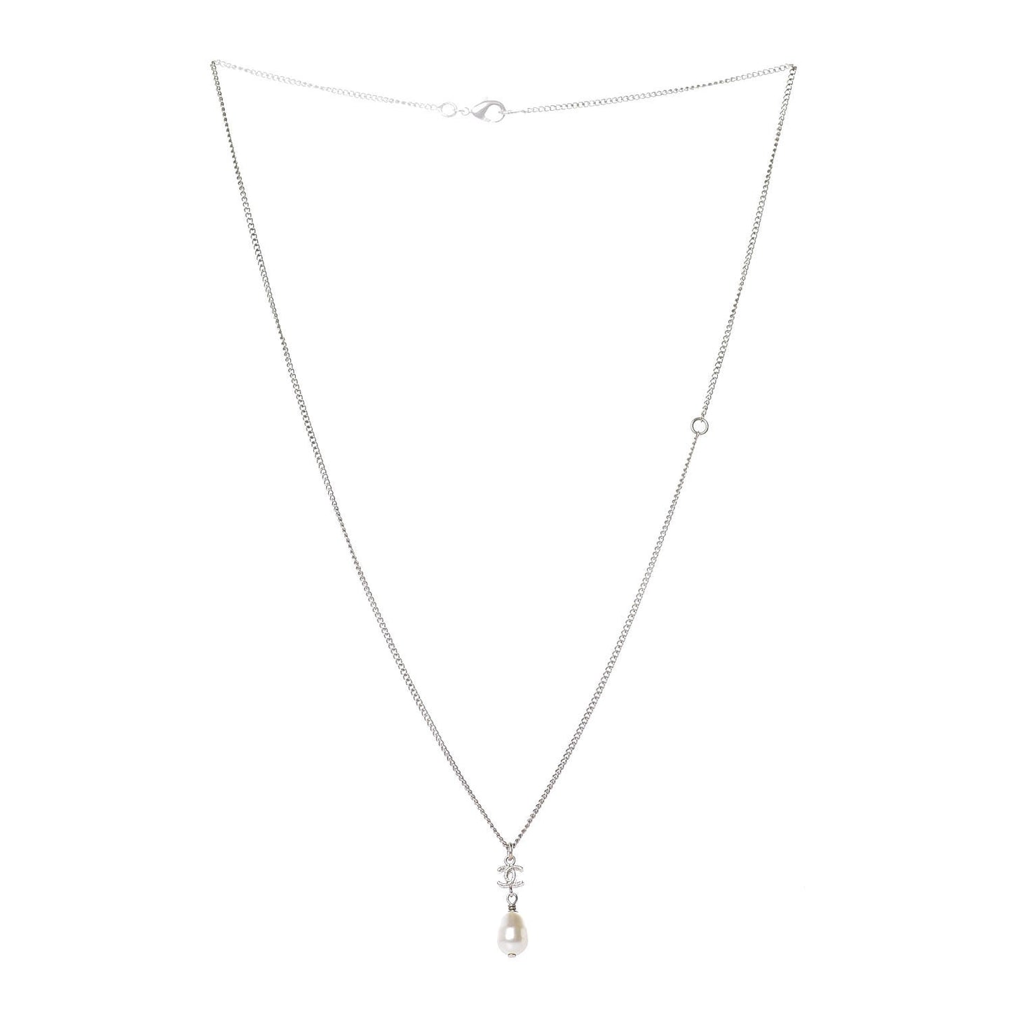 Pearl CC Drop Necklace Gold