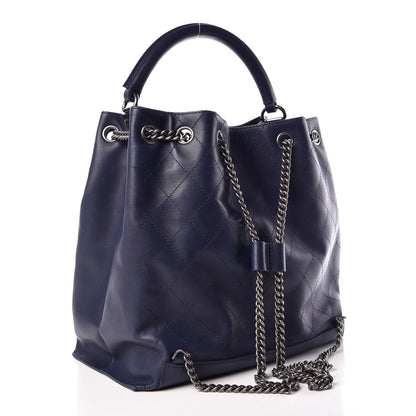 Chanel Calfskin Stitched Large Urban Luxury Drawstring Backpack Navy Blue 3 of 11