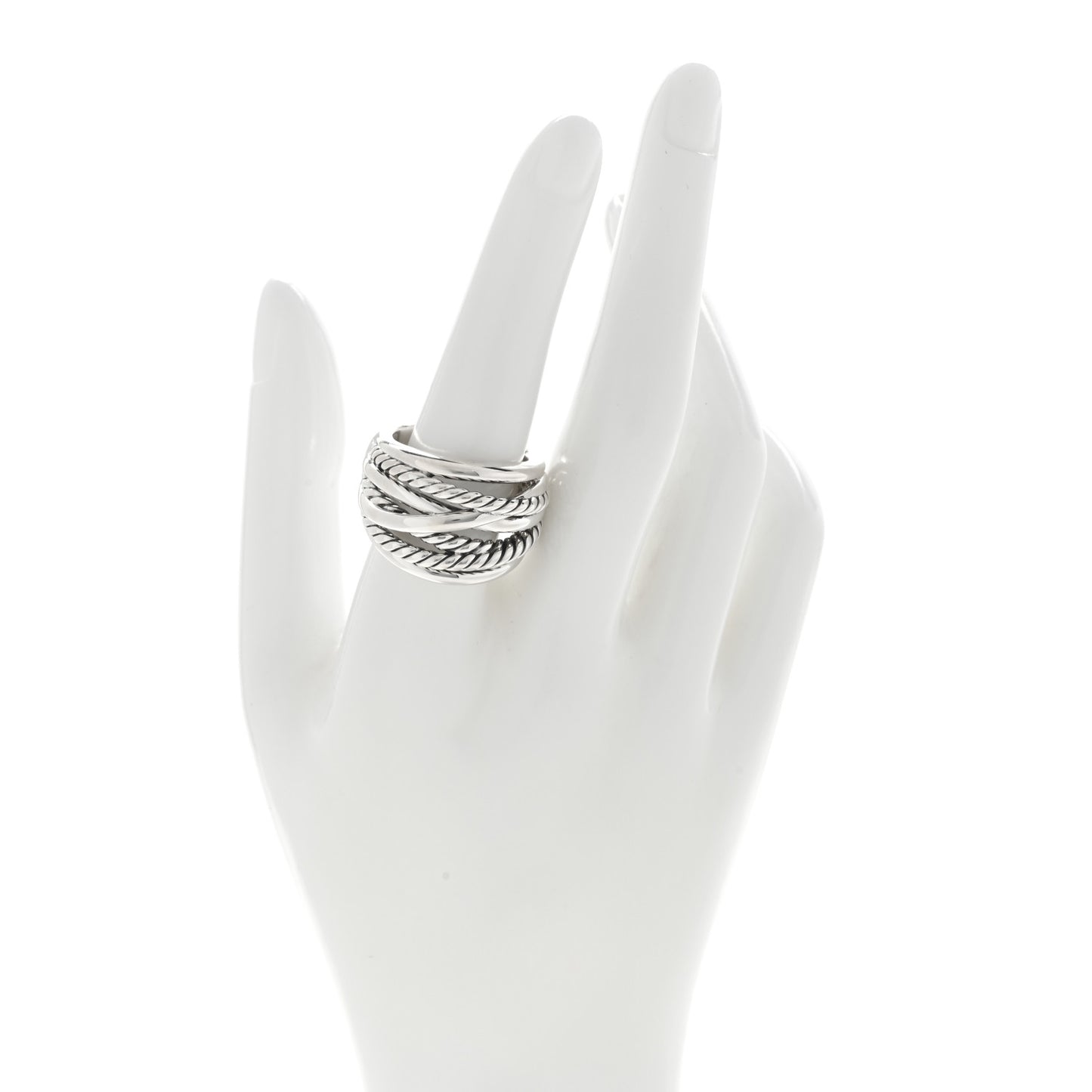 Sterling Silver 18mm Wide Crossover Cable Ring 58 8.25