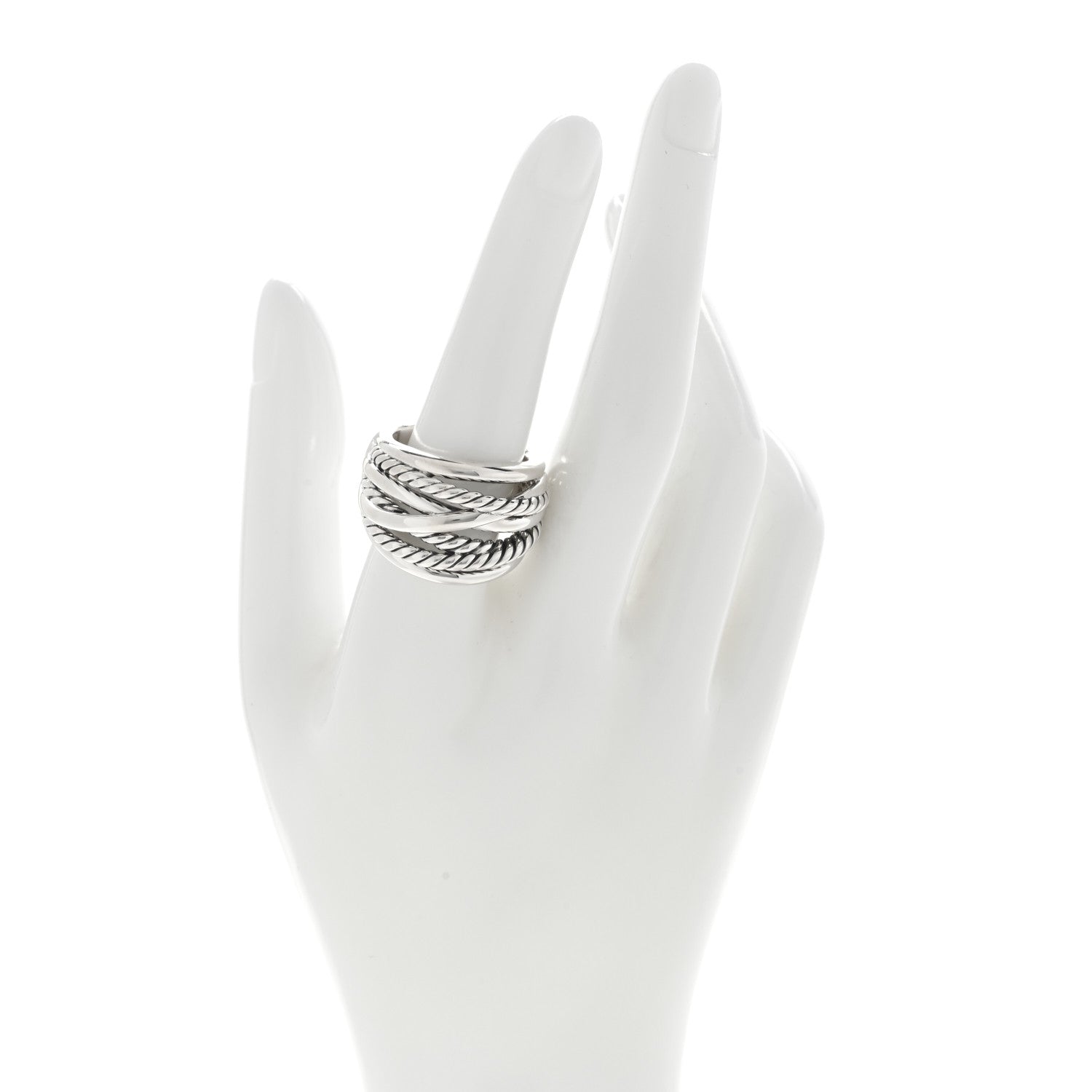 David Yurman Sterling Silver 18mm Wide Crossover Cable Ring 58 8.25 2 of 4