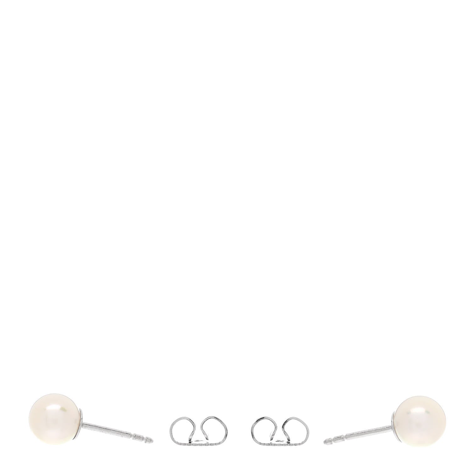 Tiffany 18K White Gold Akoya Cultured Pearl 6-6.5mm Signature Earrings 3 of 4